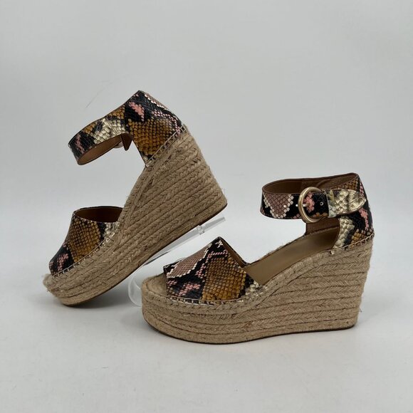 Marc Fisher Pink Yellow Snakeskin Print Wedges | Size 9.5 - Picture 10 of 10